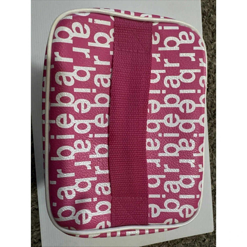 Vintage 2003 Makeup Travel Case Barbie‎ All Over Print Pink White 9x6x6 Rare Y2K